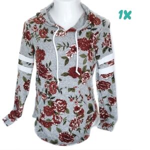 Almost Famous Floral PullOver Sweater Feminie Girly Garden Rose Flowers Women XL